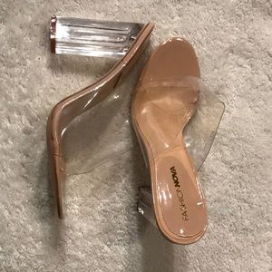 Beige clear heels